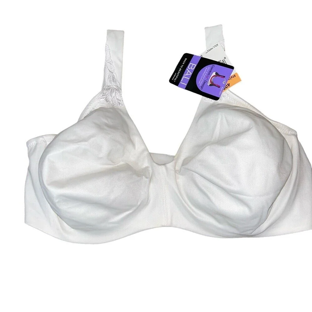 NEW Bali Bra white underwire no padding Comfort-U design stay place straps 40DD